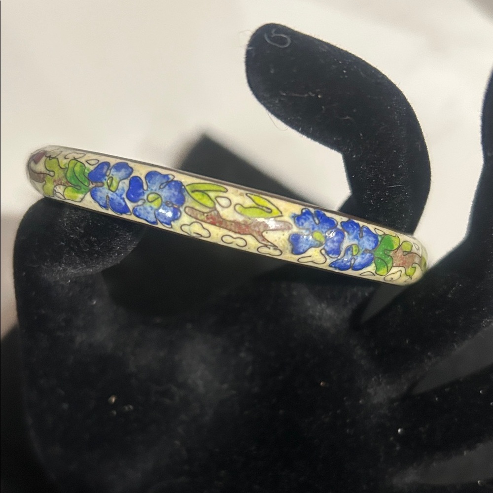 cloisonné enamel floral bangle bracelet